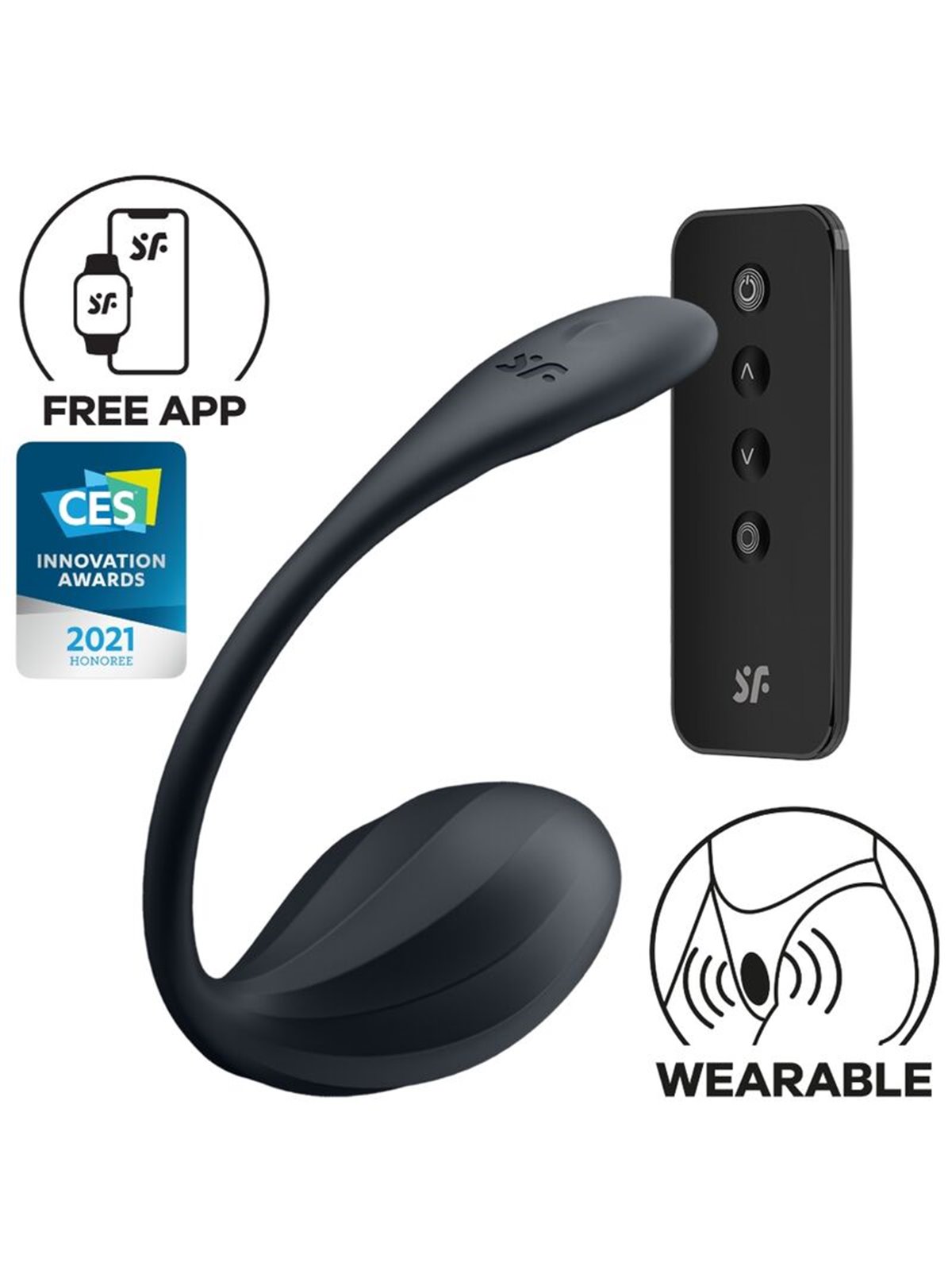 Satisfyer - Ribbed Petal G Point Stimulator Remote Control Black Free App