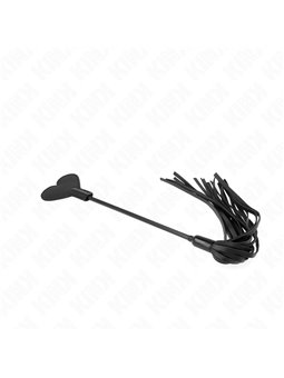 Kink - Frusta e Pagaia a Cuore in Pelle Vegana Nera 35 Cm