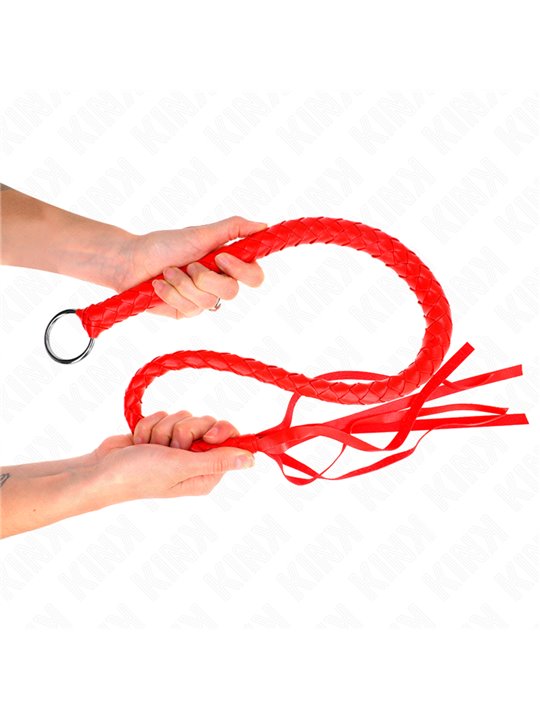 Kink - Frusta a Serpente Rossa con Anello nel Manico 65 Cm