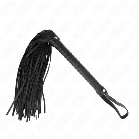 Kink - Frusta in Pelle Vegana Nera con Manico Strutturato 48,5 Cm