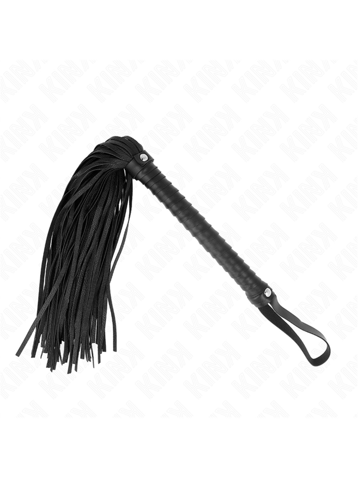Kink - Frusta in Pelle Vegana Nera con Manico Strutturato 48,5 Cm