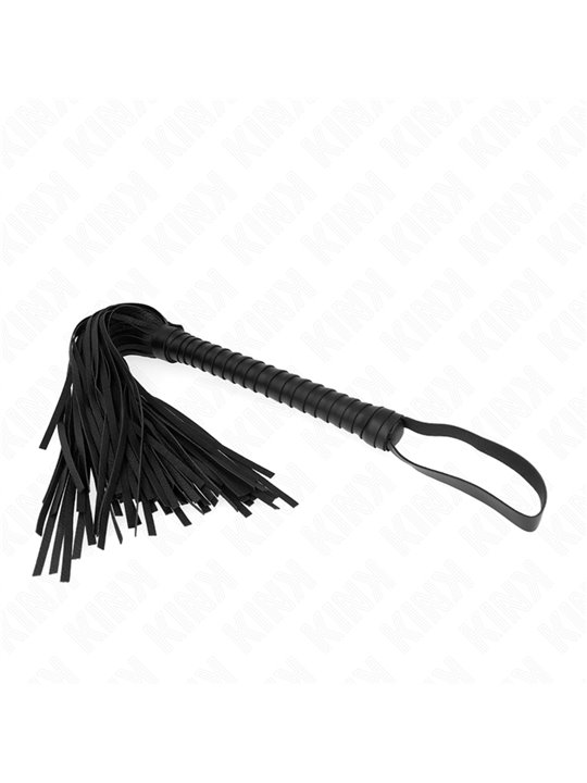Kink - Frusta in Pelle Vegana Nera con Manico Strutturato 48,5 Cm