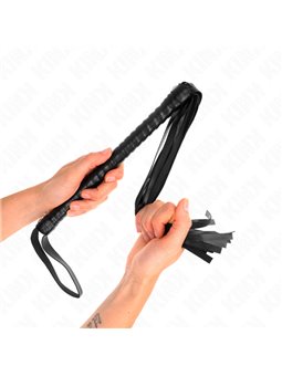 Kink - Frusta in Pelle Vegana Nera con Manico Strutturato 48,5 Cm