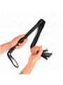 Kink - Frusta in Pelle Vegana Nera con Manico Strutturato 48,5 Cm