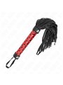 Kink - Frusta con Nappe in Pelle Vegana Nera e Manico Rosso 40 Cm