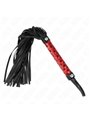Kink - Frusta con Nappe in Pelle Vegana Nera e Manico Rosso 40 Cm