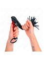 Kink - Frusta con Nappe in Pelle Vegana Nera e Manico Rosso 40 Cm