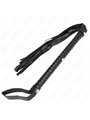 Kink - Frusta con Manico Lungo e Nappe in Pelle Vegana Nera 60 Cm
