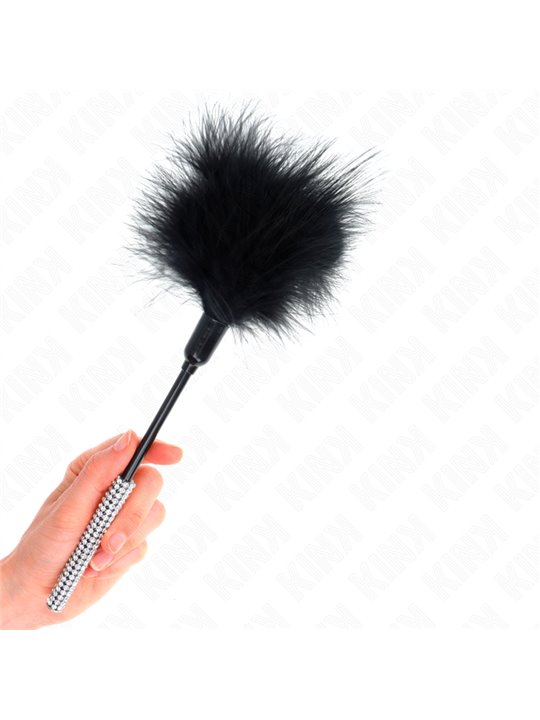 Kink - Piumino Nero con Manico Avvolto da Strass 27 Cm