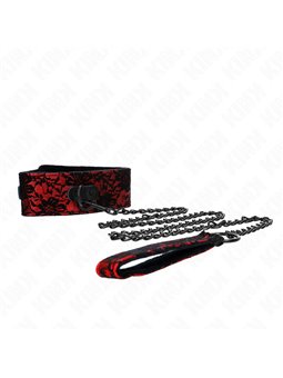 Kink - Collare 44x5,5 Cm e Guinzaglio 105 Cm Rivestito in Pizzo