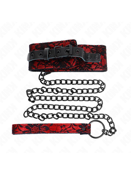 Kink - Collare 44x5,5 Cm e Guinzaglio 105 Cm Rivestito in Pizzo