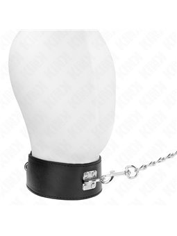 Kink - Collare 33,5-41x5 Cm in Pelle Vegana e Guinzaglio 65 Cm Nero