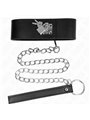 Kink - Collare 33,5-41x5 Cm in Pelle Vegana e Guinzaglio 65 Cm Nero