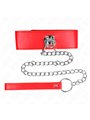 Kink - Collare 33,5-41x5 Cm in Pelle Vegana e Guinzaglio 65 Cm Rosso
