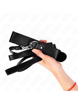 Kink - Collare 32-50x8 Cm e Guinzaglio 116 Cm in Pelle Vegana Nera