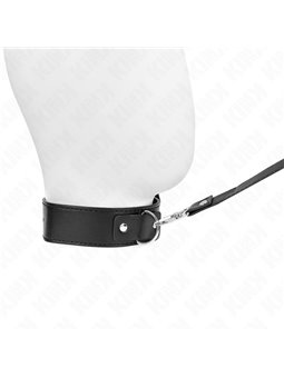 Kink - Collare 32-50x8 Cm e Guinzaglio 116 Cm in Pelle Vegana Nera