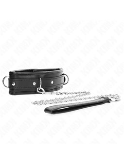 Kink - Collare 36,5-50 Cm e Guinzaglio 65 Cm in Pelle Vegana Mod. 1 Nero
