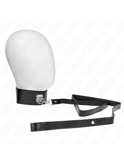 Kink - Collare 36-43x5 Cm e Guinzaglio 116 Cm in Pelle Vegana Nera