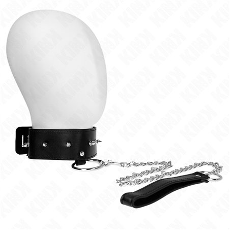 Kink - Collare 36-43x5 Cm e Guinzaglio 65 Cm con Borchie Mod. 2 Nero