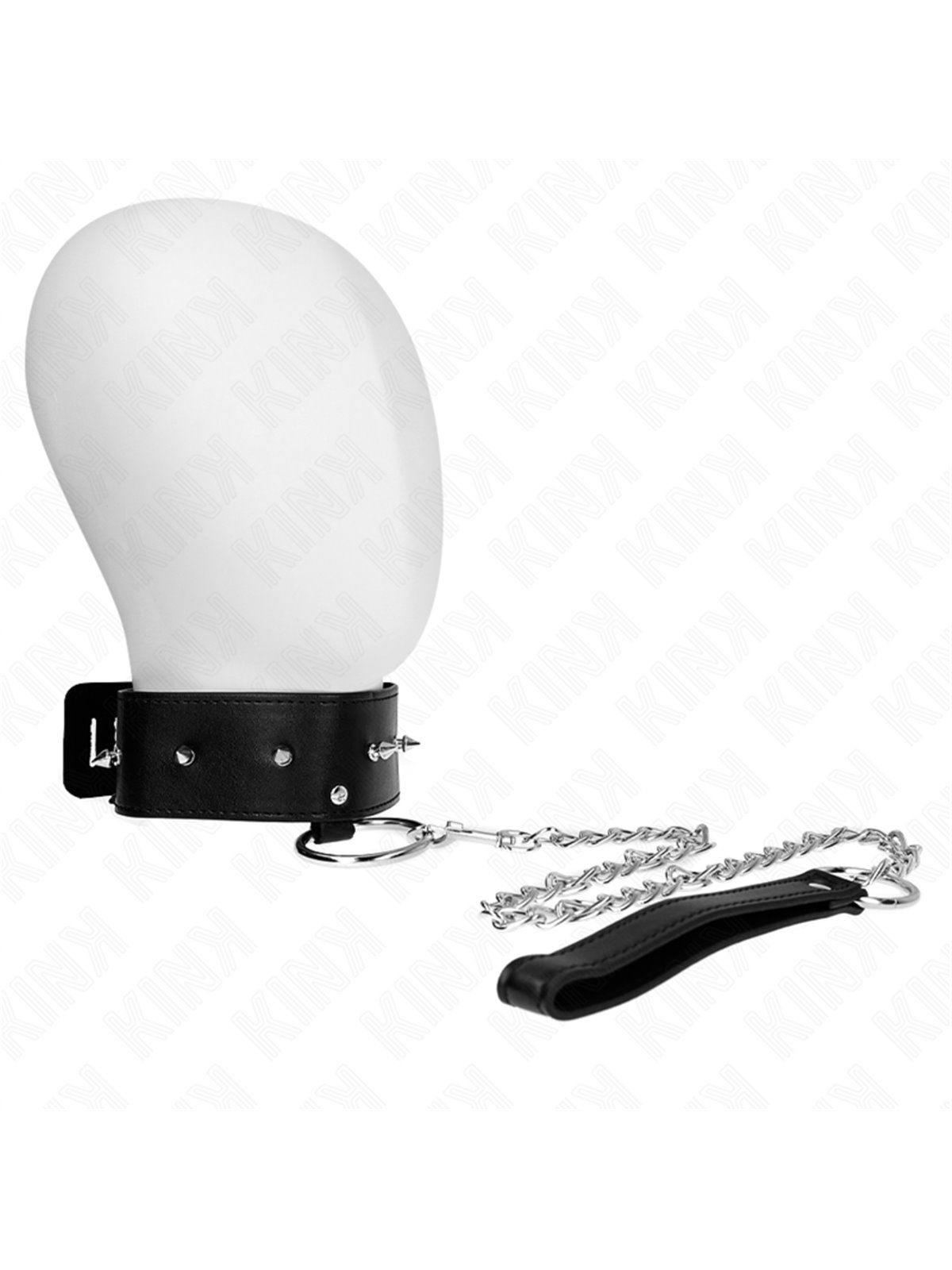 Kink - Collare 36-43x5 Cm e Guinzaglio 65 Cm con Borchie Mod. 2 Nero