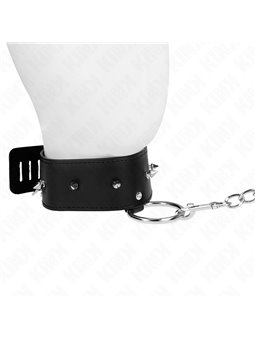 Kink - Collare 36-43x5 Cm e Guinzaglio 65 Cm con Borchie Mod. 2 Nero
