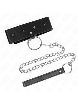 Kink - Collare 36-43x5 Cm e Guinzaglio 65 Cm con Borchie Mod. 2 Nero