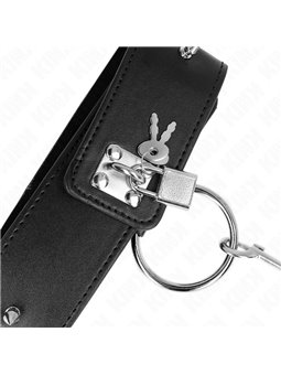 Kink - Collare 36-43x5 Cm e Guinzaglio 65 Cm con Borchie Mod. 2 Nero