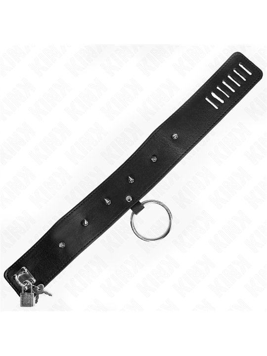 Kink - Collare 36-43x5 Cm e Guinzaglio 65 Cm con Borchie Mod. 2 Nero