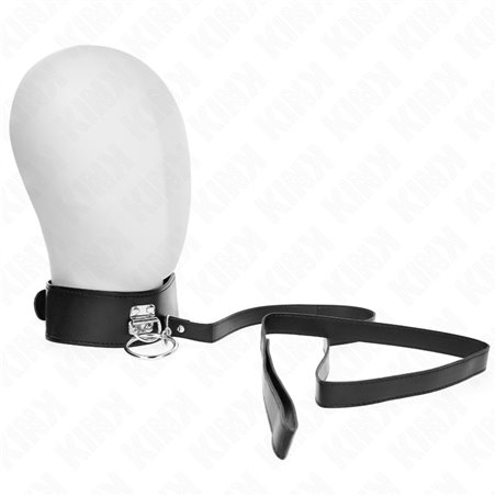 Kink - Collare 50x5 Cm e Guinzaglio 116 Cm in Pelle Vegana Nera