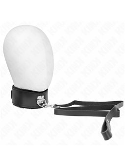 Kink - Collare 40-48x6 Cm e Guinzaglio 116 Cm in Pelle Vegana Nera