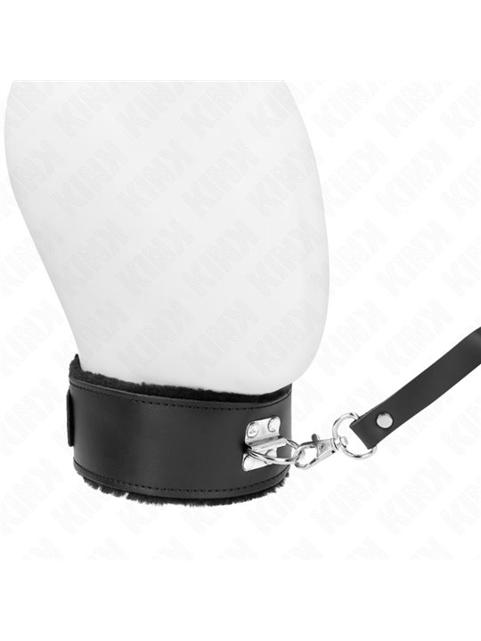 Kink - Collare 40-48x6 Cm e Guinzaglio 116 Cm in Pelle Vegana Nera