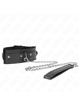 Kink - Collar With Leash 65 Cm With Restrictions Black 36-42 Cm X 5.5 Cm