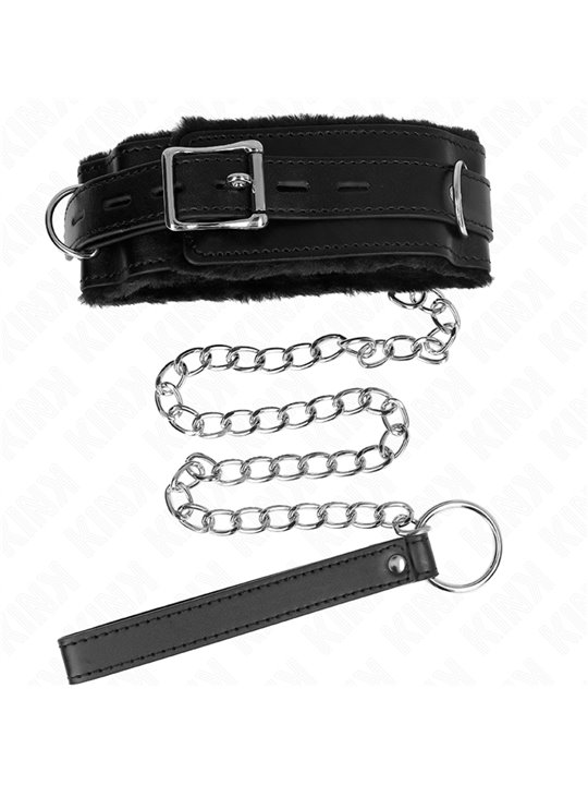 Kink - Collar With Leash 65 Cm With Restrictions Black 36-42 Cm X 5.5 Cm