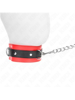 Kink - Collare 54x4,5 Cm e Guinzaglio 65 Cm in Pelle Vegana Rosso/Nero