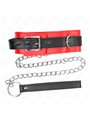 Kink - Collare 54x4,5 Cm e Guinzaglio 65 Cm in Pelle Vegana Rosso/Nero