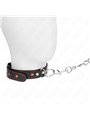 Kink - Collare in Pelle Vegana Nera con Cuori Rossi e Guinzaglio 65 Cm
