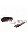Kink - Collare in Pelle Vegana Nera con Cuori Rossi e Guinzaglio 65 Cm