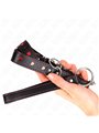 Kink - Collare in Pelle Vegana Nera con Cuori Rossi e Guinzaglio 65 Cm