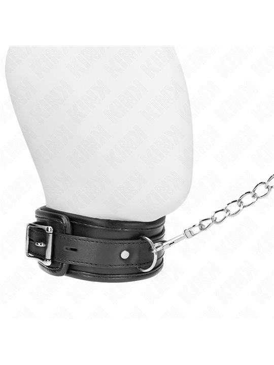 Kink - Collare 53x6 Cm e Guinzaglio 65 Cm in Pelle Vegana Mod. 1 Nero