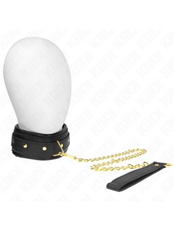 Kink - Collare 37-54x3 Cm e Guinzaglio in Pelle Vegana Mod. 1 Nero