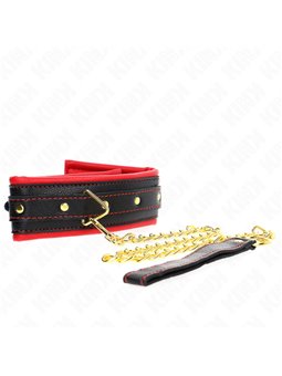 Kink - Collare 37-54x3 Cm e Guinzaglio in Pelle Vegana Mod. 2 Nero