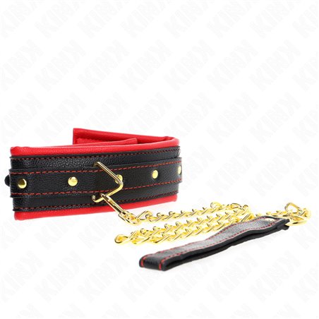 Kink - Collare 37-54x3 Cm e Guinzaglio in Pelle Vegana Mod. 2 Nero