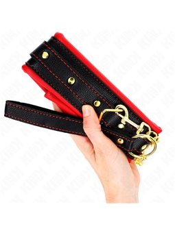 Kink - Collare 37-54x3 Cm e Guinzaglio in Pelle Vegana Mod. 2 Nero