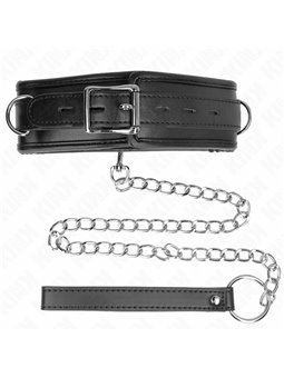Kink - Collare 37-54x3 Cm e Guinzaglio a Catena Mod. 3 Nero