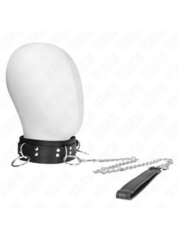 Kink - Collare Bondage 3 Anelli 53x5 Cm e Guinzaglio 80 Cm Nero