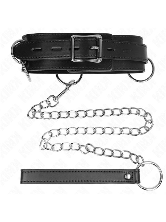 Kink - 3 Ring Slavery Necklace With Strap 80 Cm 53 X 5 Cm