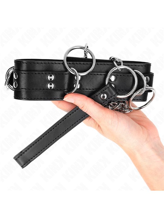 Kink - 3 Ring Slavery Necklace With Strap 80 Cm 53 X 5 Cm