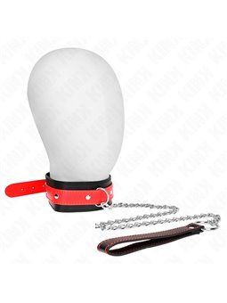 Kink - Collare 36-43x5 Cm e Guinzaglio 65 Cm in Pelle Vegana Rosso