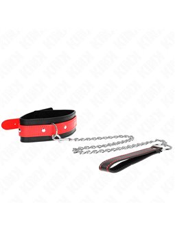 Kink - Collare 36-43x5 Cm e Guinzaglio 65 Cm in Pelle Vegana Rosso