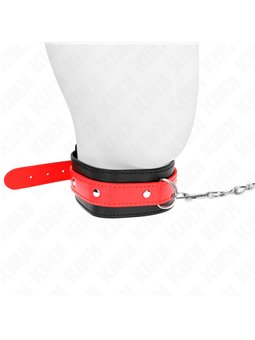 Kink - Collare 36-43x5 Cm e Guinzaglio 65 Cm in Pelle Vegana Rosso